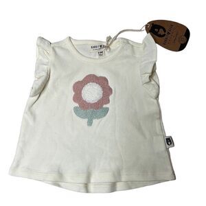 Rabbit+Bear Organic Cotton Graphic Ruffle T-shirt. Size 6-9 Months. New With Tag